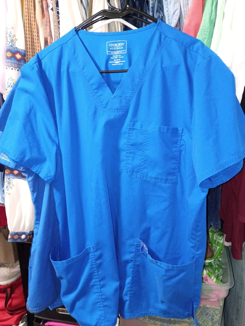 Cherokee Womans V-Neck Scrub Top — Galaxy Blue